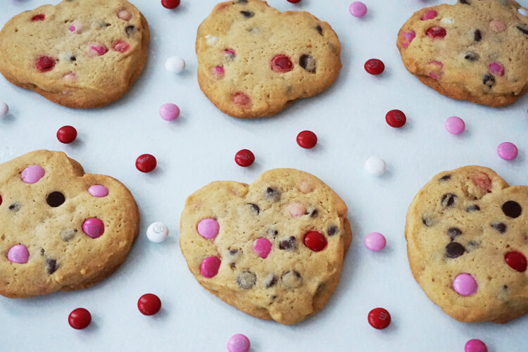 M&M Chip Valentine Cookies